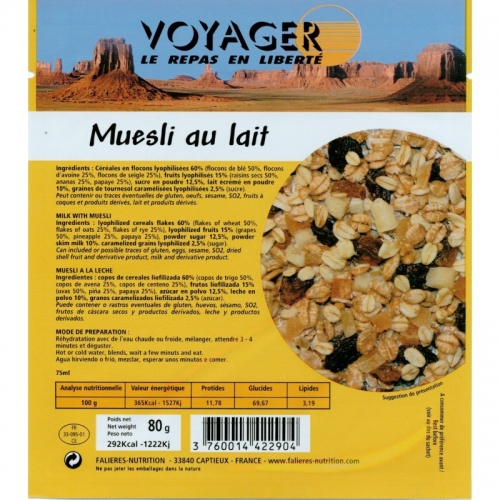 Сублимированная еда Voyager Мюсли с фруктами 80г B291 купить в Киеве. Цены, отзывы, описание. Доставка по Украине - Northwall.com.ua