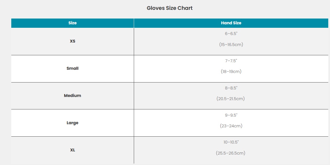 Smartwool gloves size chart